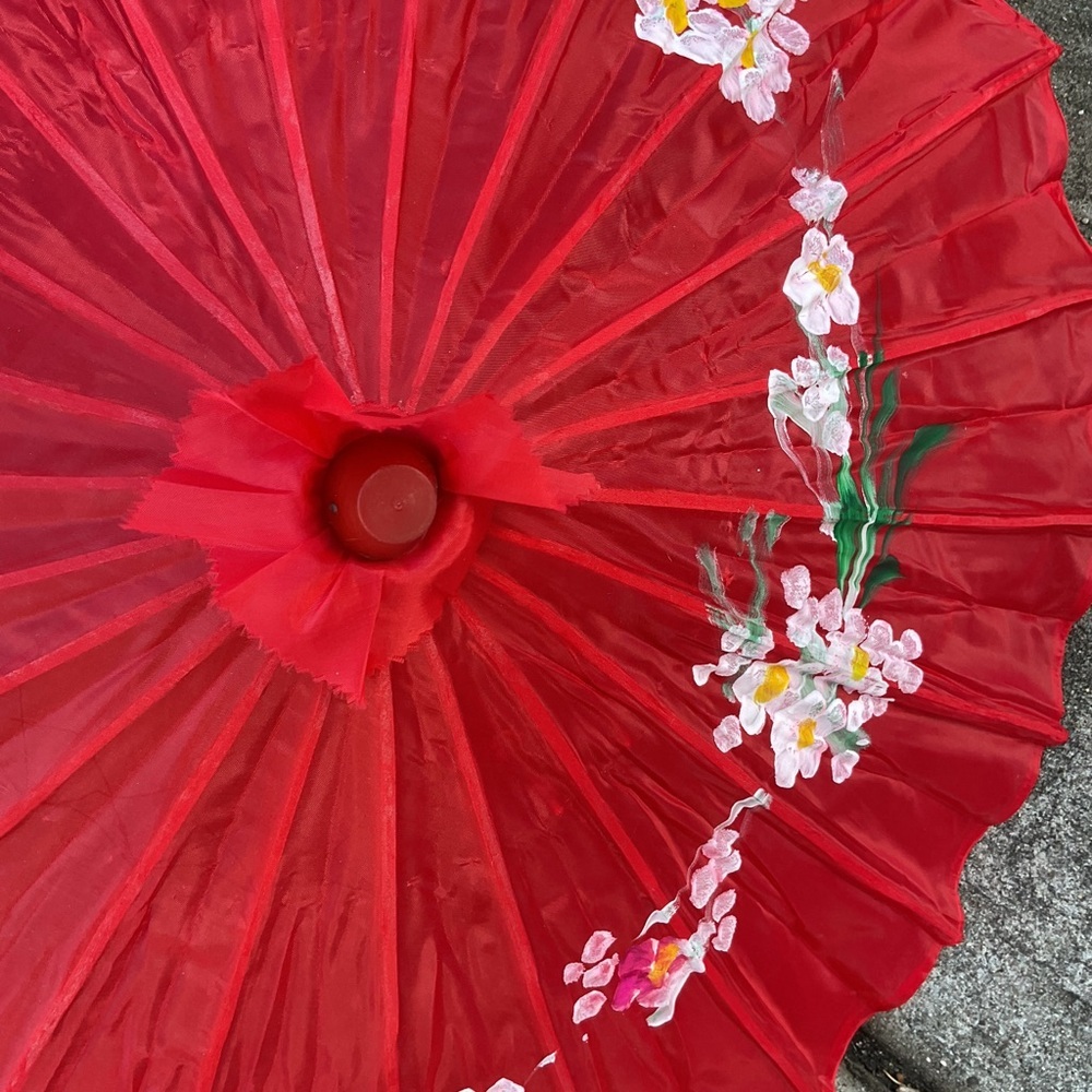 Floral true Oriental delicate bamboo parasol - Picture 5 of 7